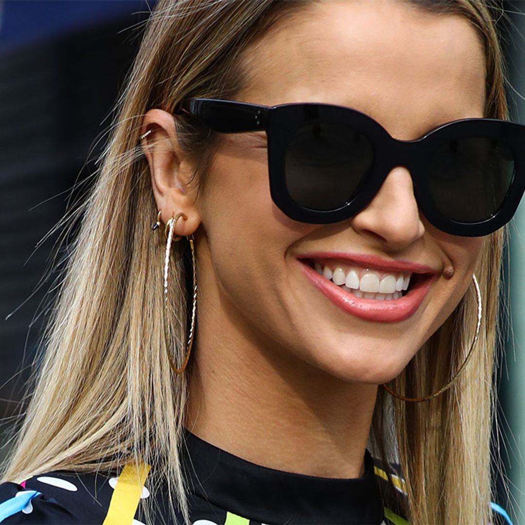 Vogue Williams wears the funkiest knitted cardigan we've ever seen