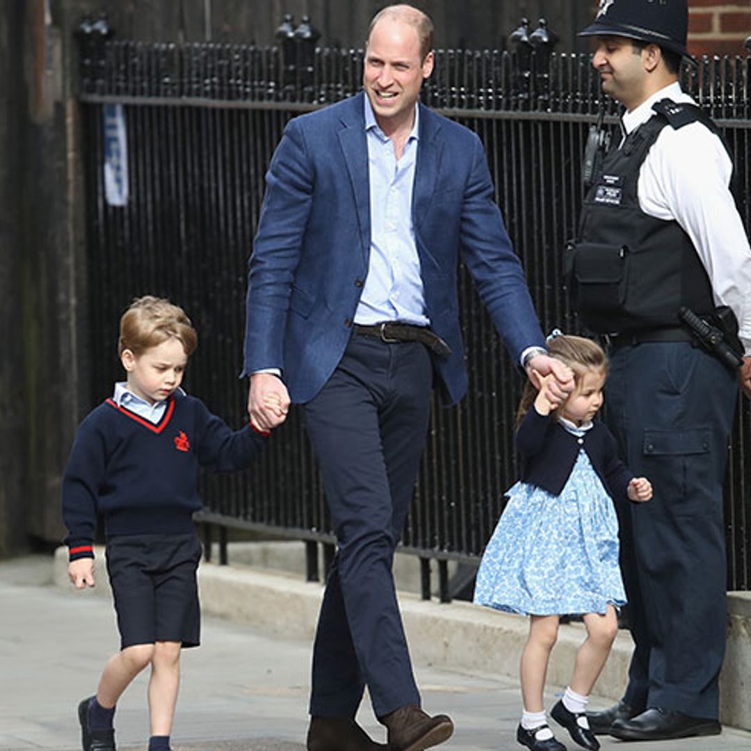 Prince George and Princess Charlotte arrive to meet their new baby brother