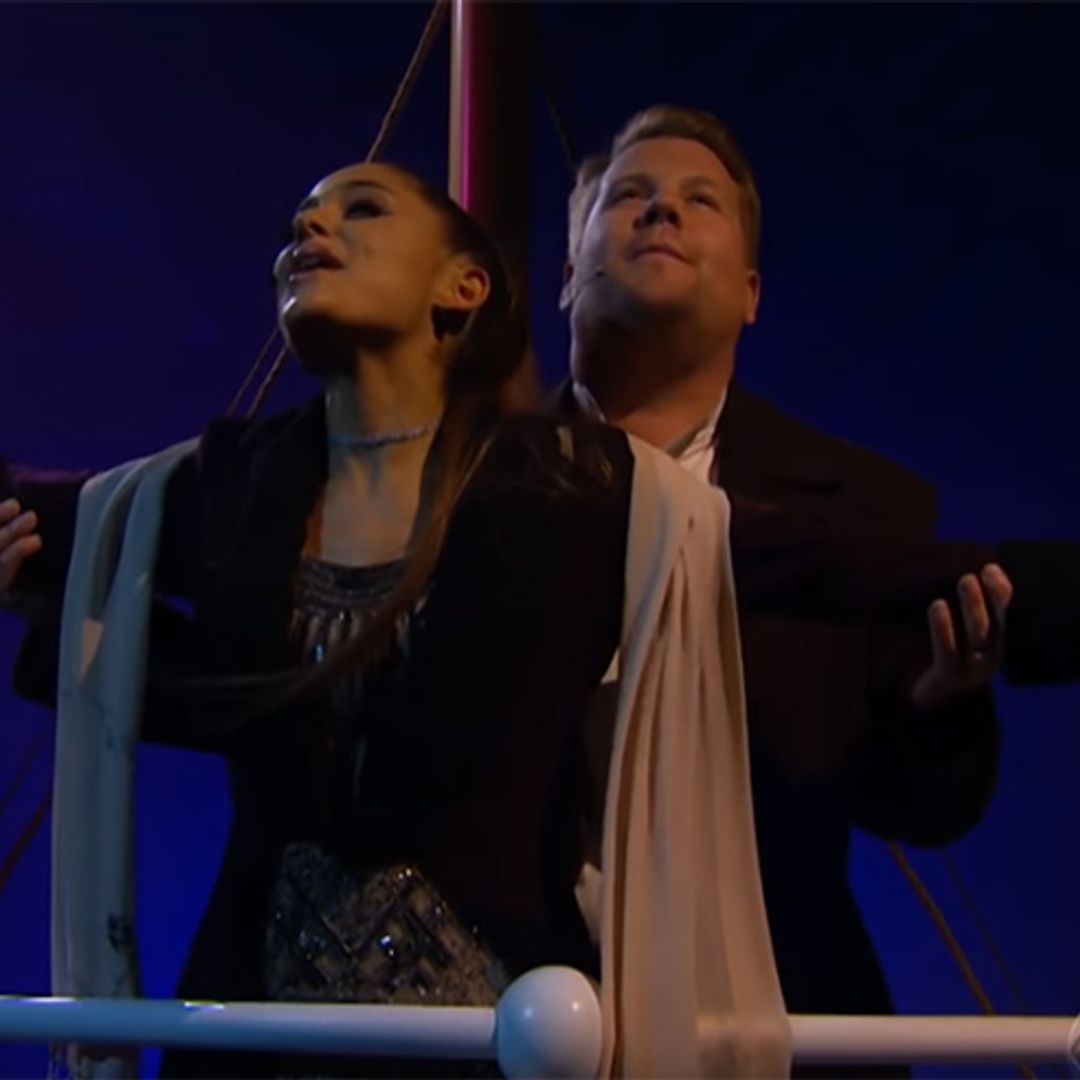 James Corden and Ariana Grande perform dramatic Titanic musical