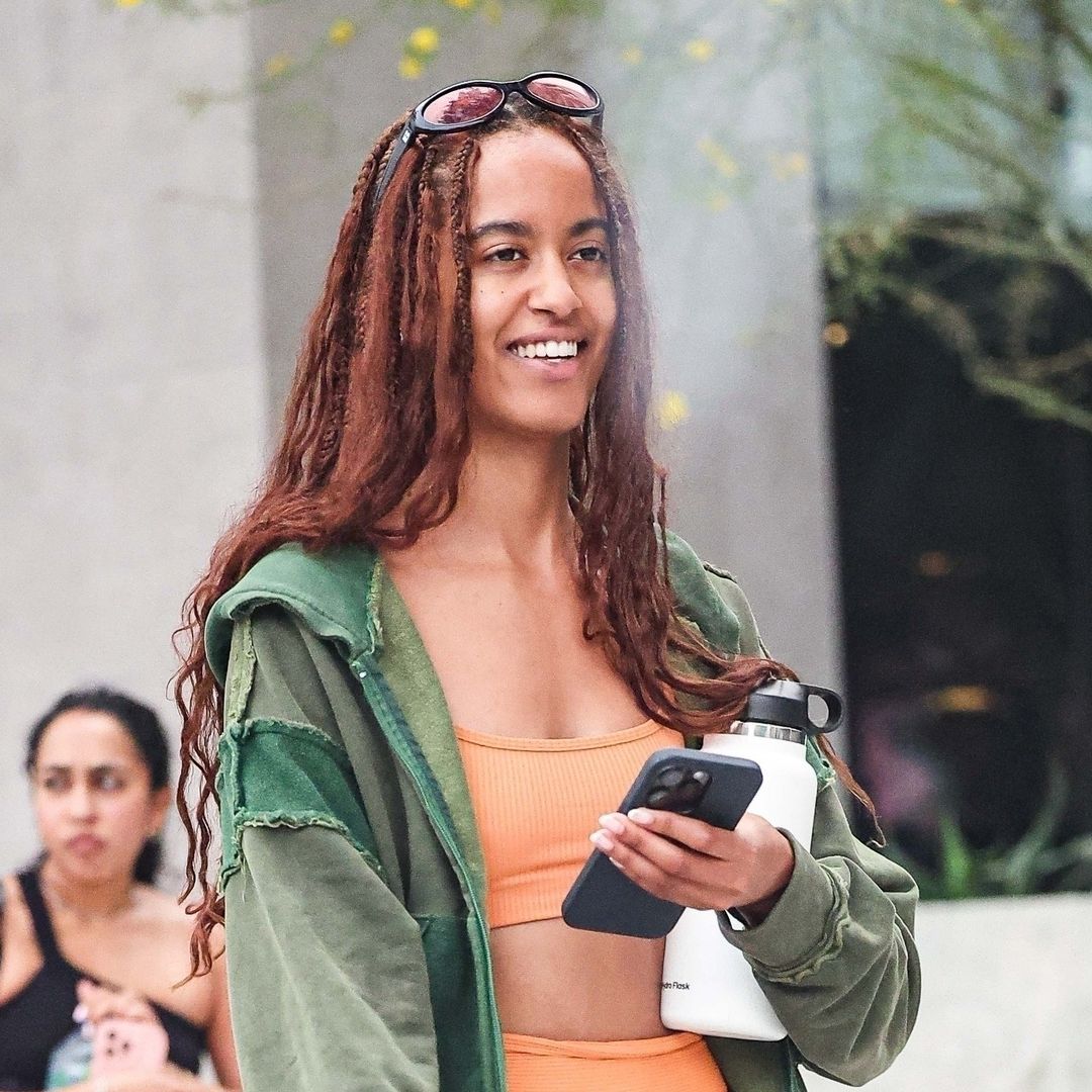 Malia Obama rocks orange two-piece after workout as she's pictured beaming in LA