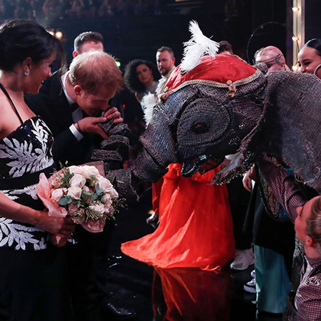 Watch Meghan Markle's reaction as Prince Harry kisses elephant's trunk at Royal Variety Performance