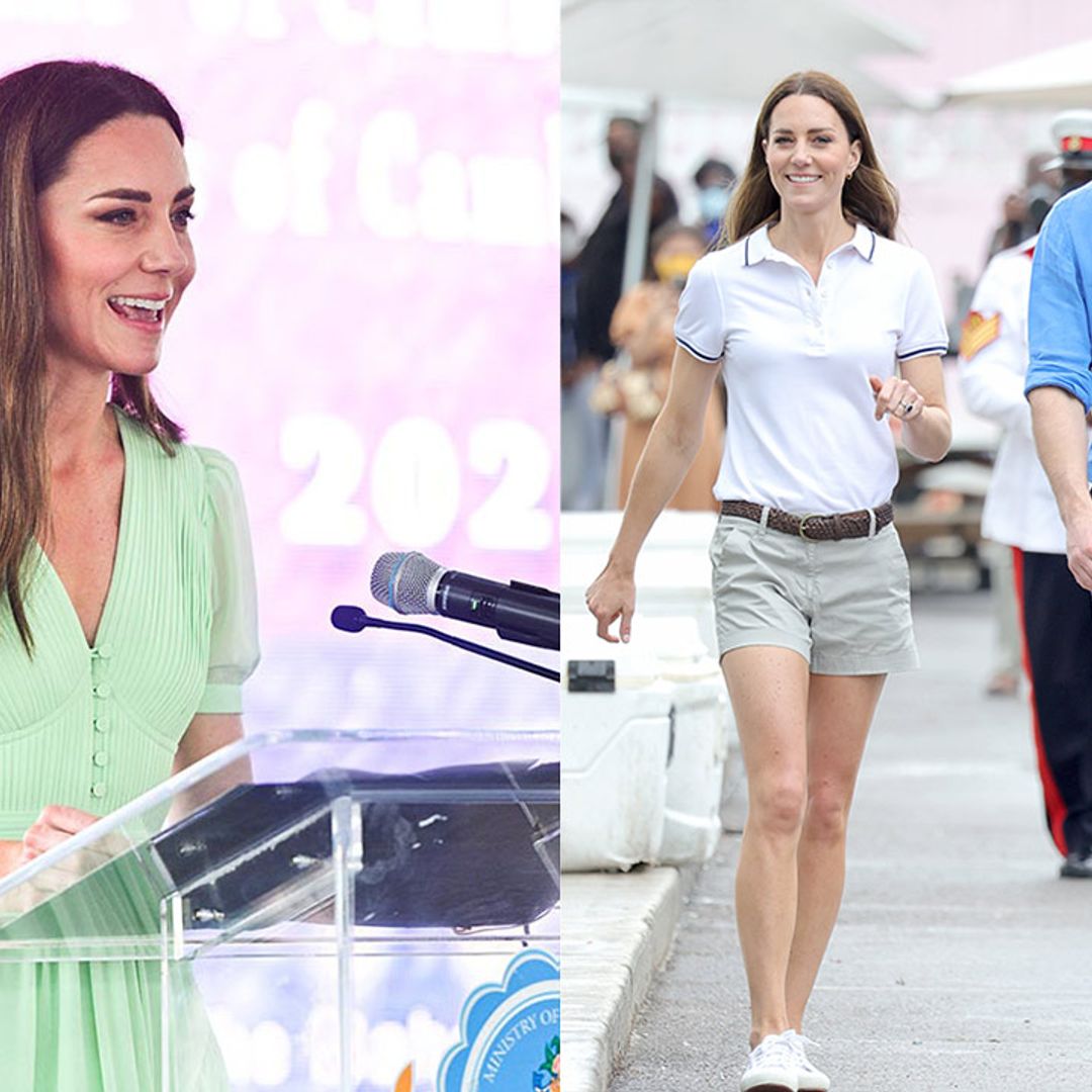 Duchess Kate confidently delivers speech at Bahamas school before taking to the waters to sail – best photos
