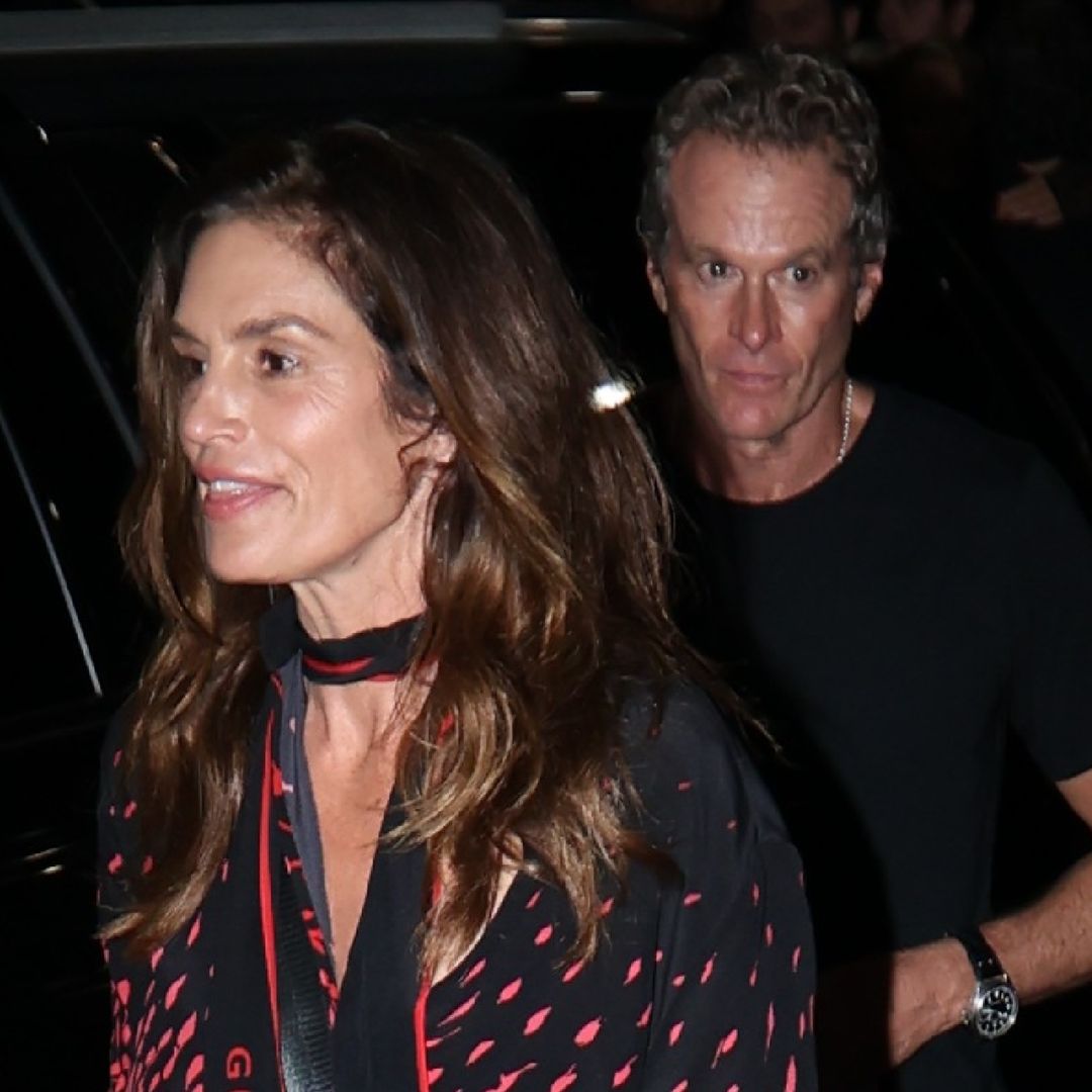 Cindy Crawford, 58,  rocks leather pants for epic date night with Rande Gerber at Hollywood club