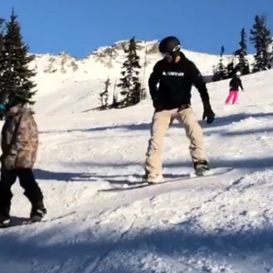 David and Cruz Beckham hit the slopes on ski holiday