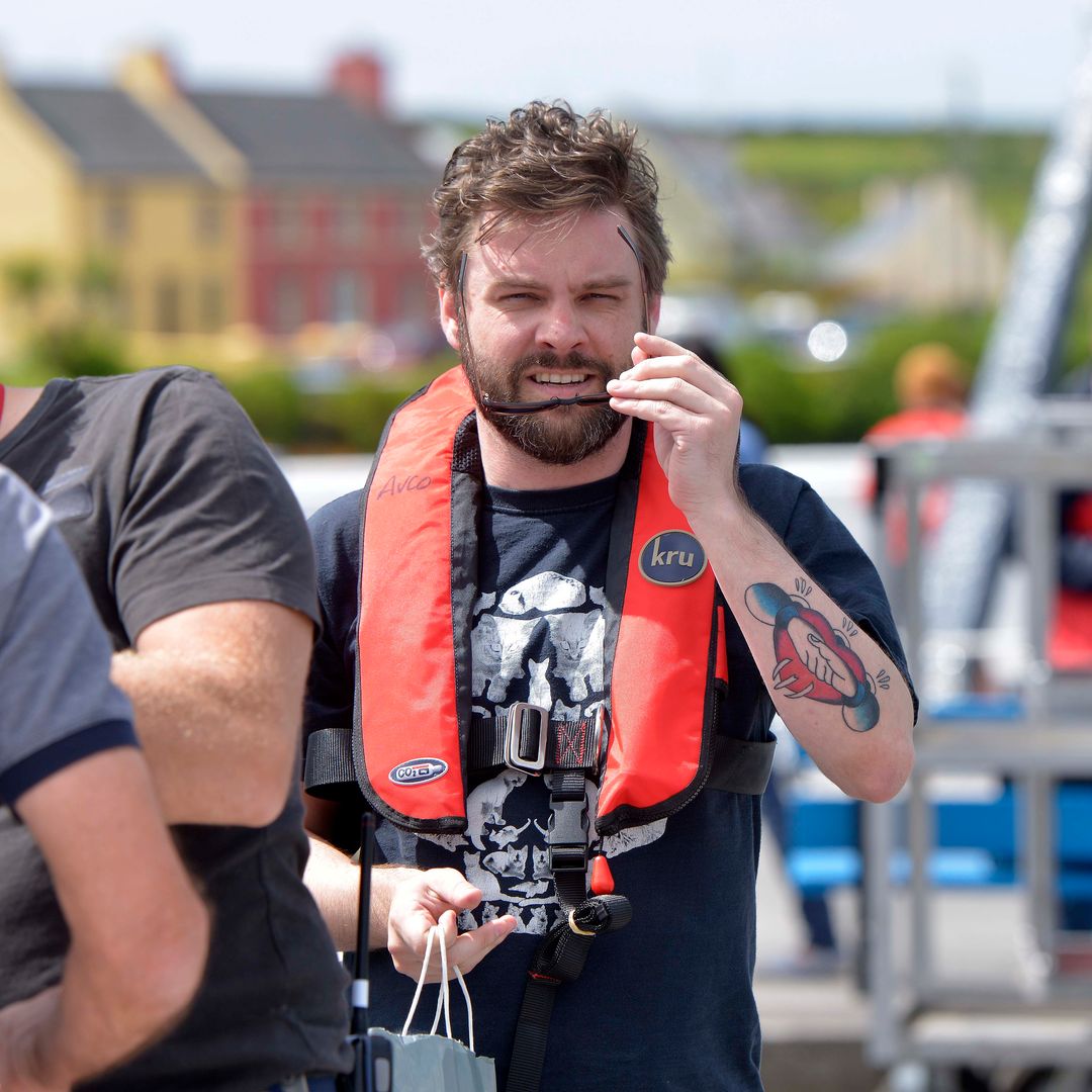Nathan Hamill, son of actor Mark Hamill, arrives at Portmagee harbour to be transported to the set on the JJ Abrams directed Star Wars Episode VII on July 28, 2014 in Skellig Island, Ireland