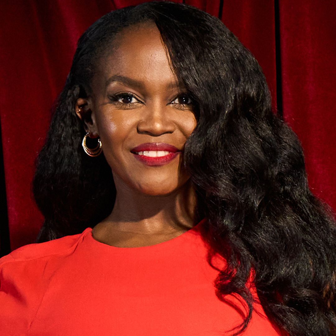 Oti Mabuse is a vision in red hot cape mini dress for Comic Relief