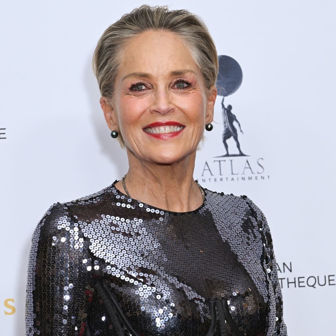 Sharon Stone sparkles in sequin bodycon dress for Hollywood gala