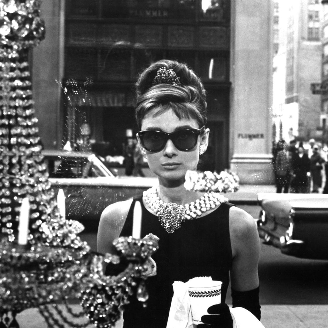 Audrey Hepburn posing for a publicity still for Breakfast at Tiffany's