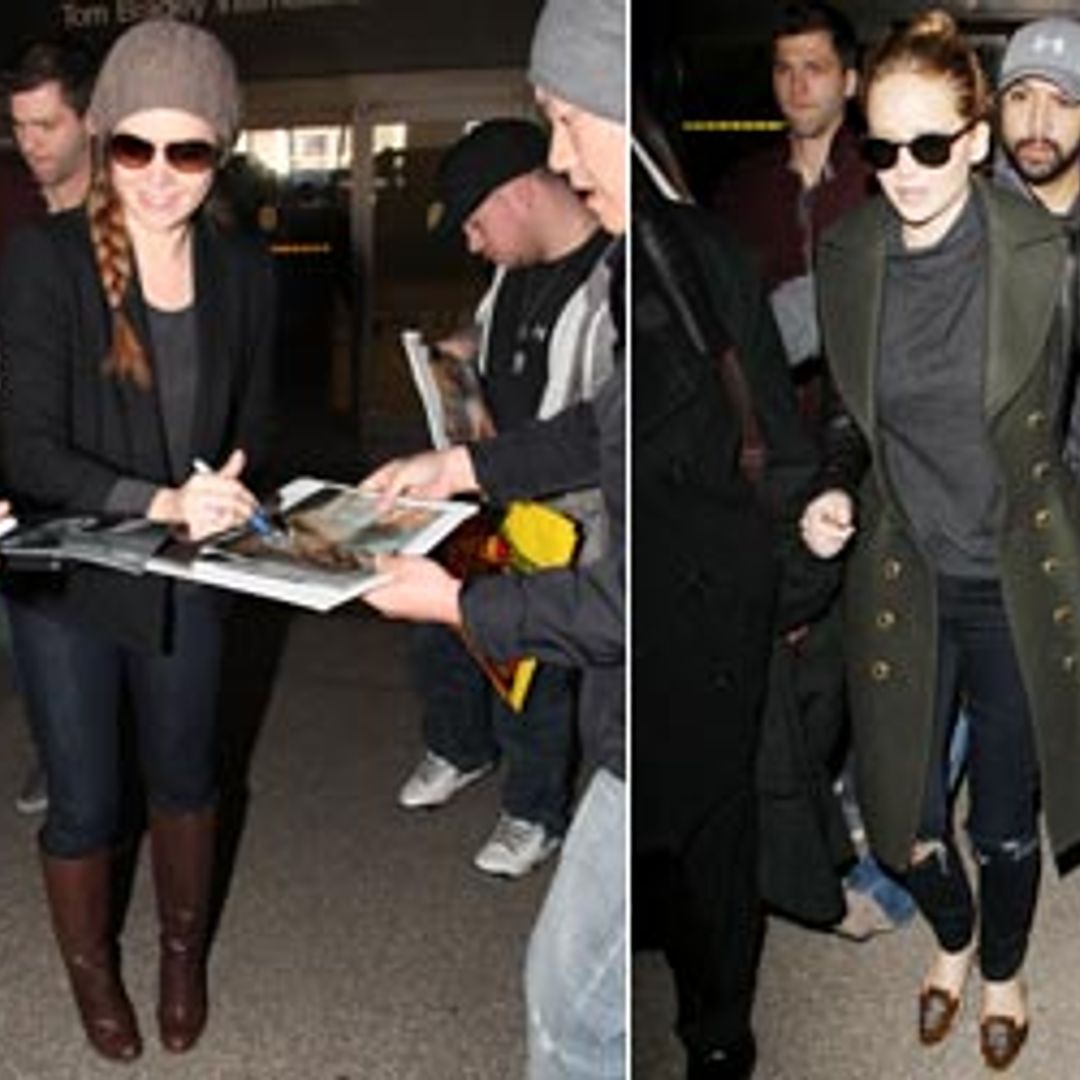 Jennifer Lawrence and Amy Adams fly back to LA after BAFTA bash
