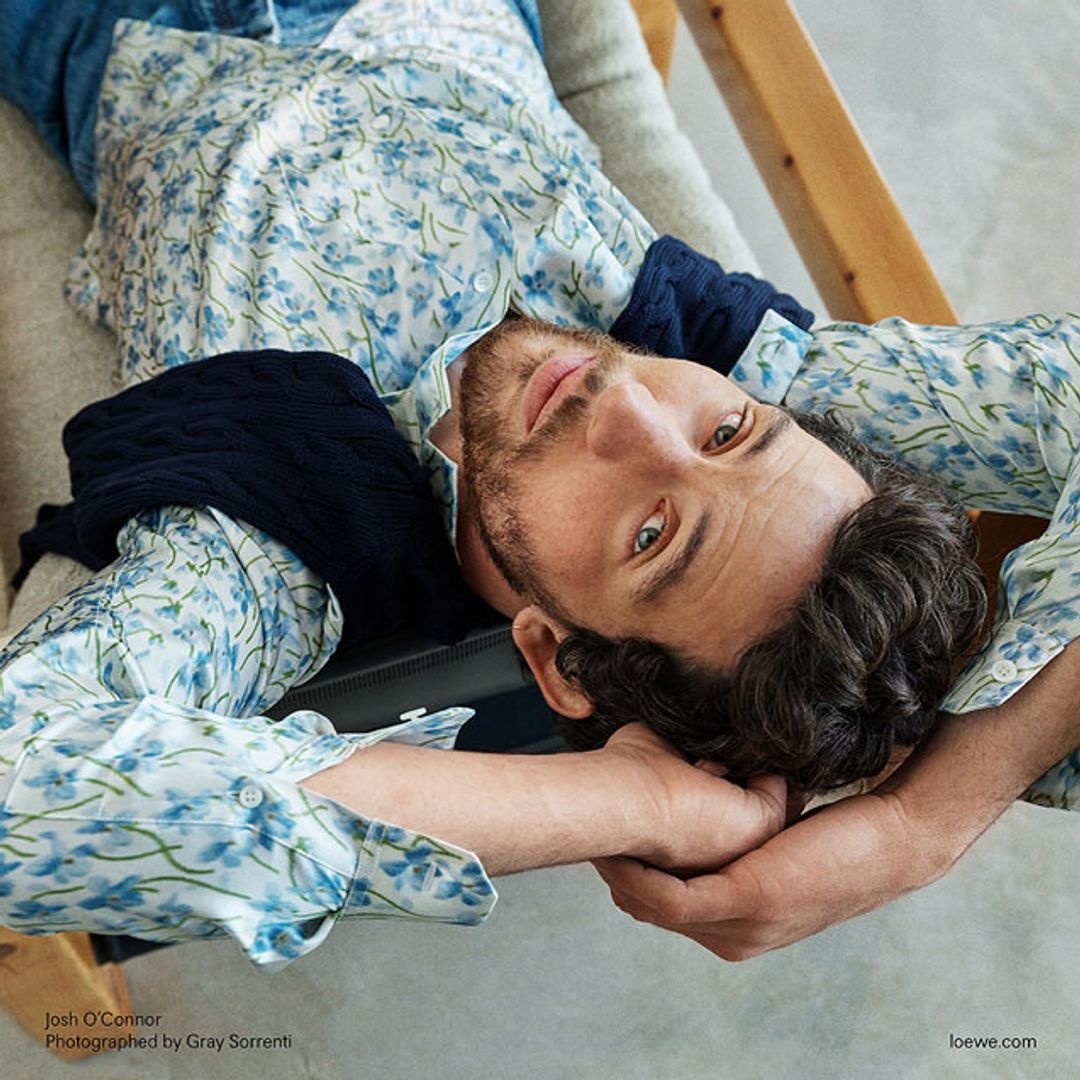 josh o connor in floral shirt for loewe