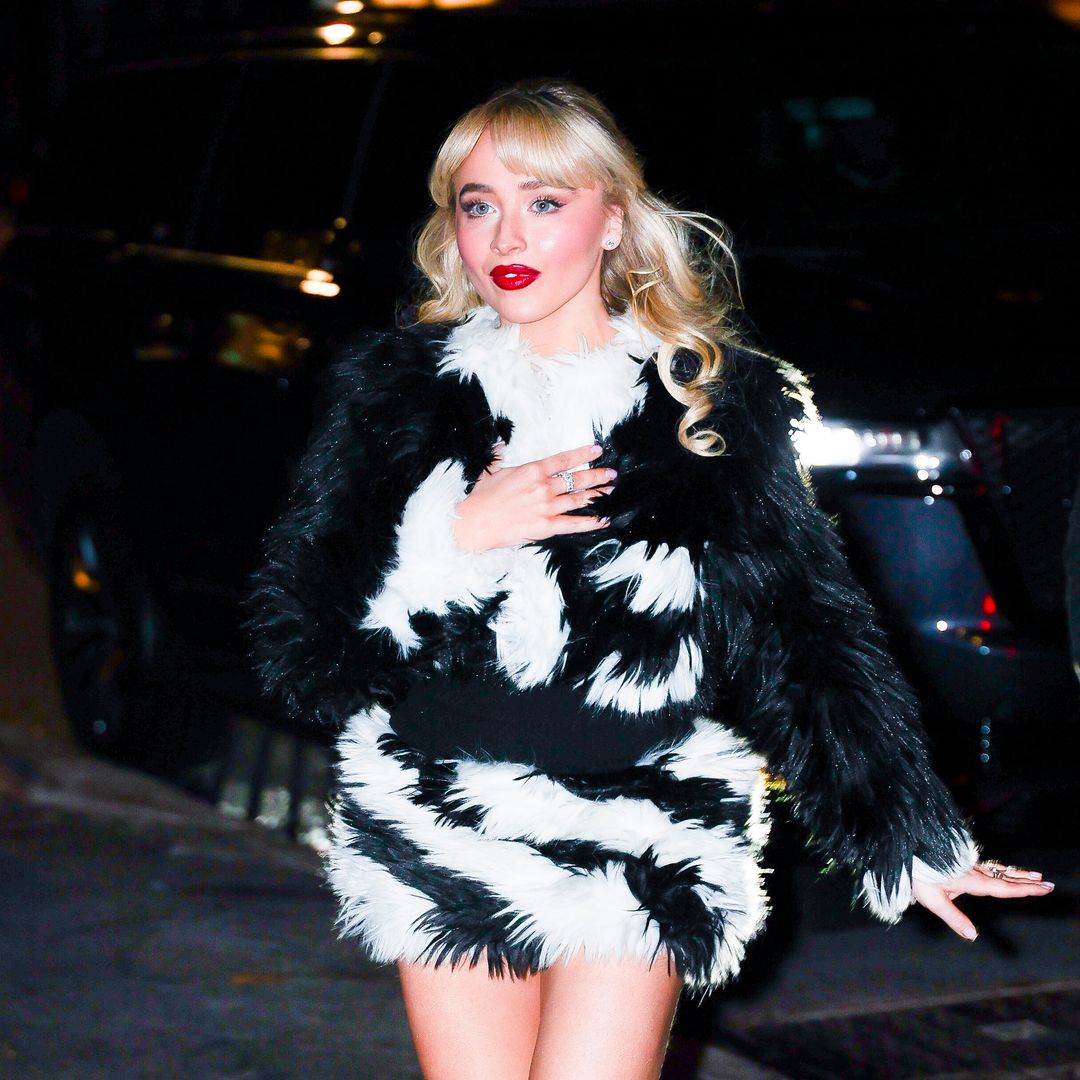 Sabrina Carpenter celebrates career milestone in the most iconic statement coat and mini skirt