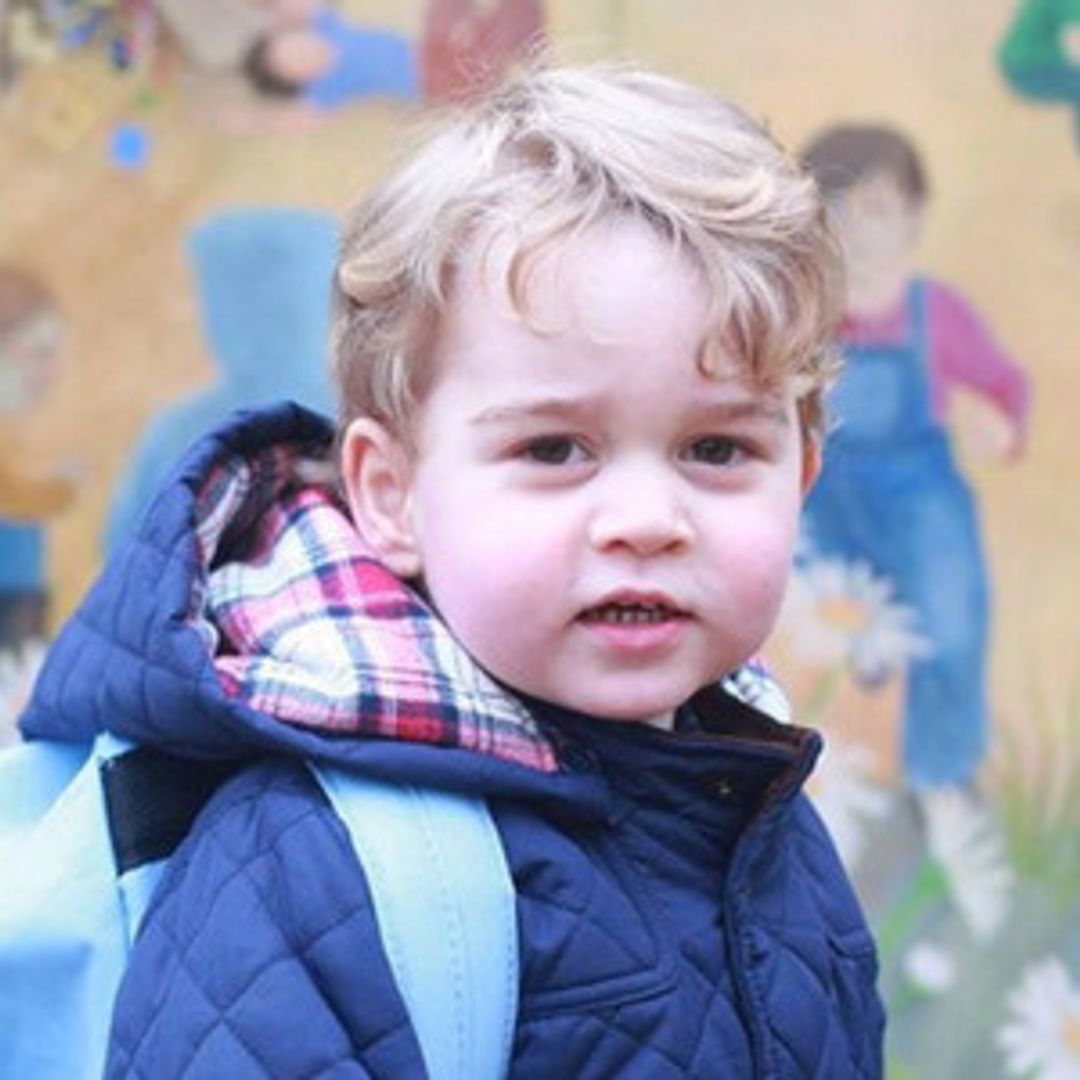 Prince William and Kate Middleton bring a smiley Prince George to his first day of preschool
