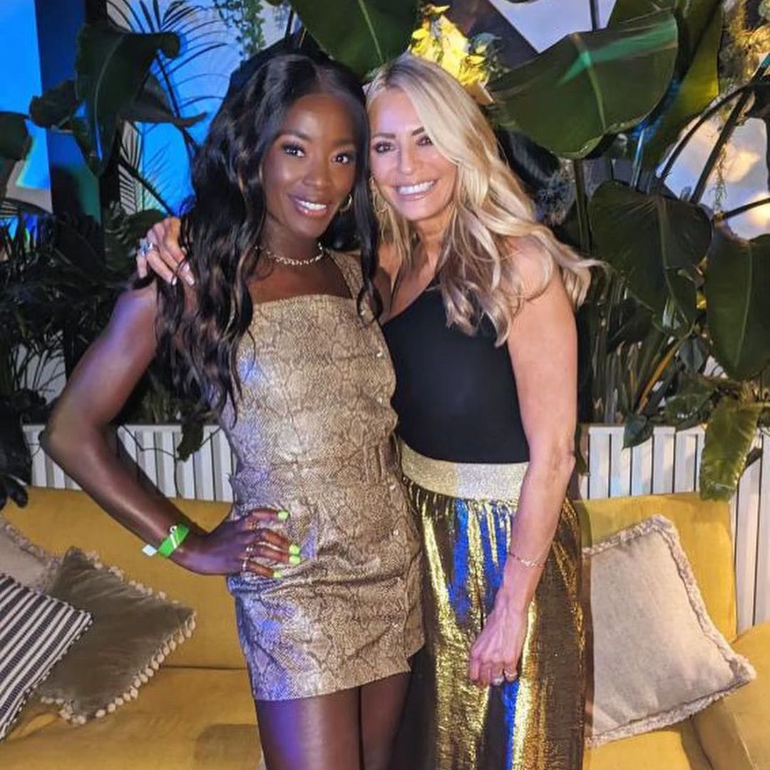 Tess Daly and AJ Odudu reunite at a friend's birthday party.