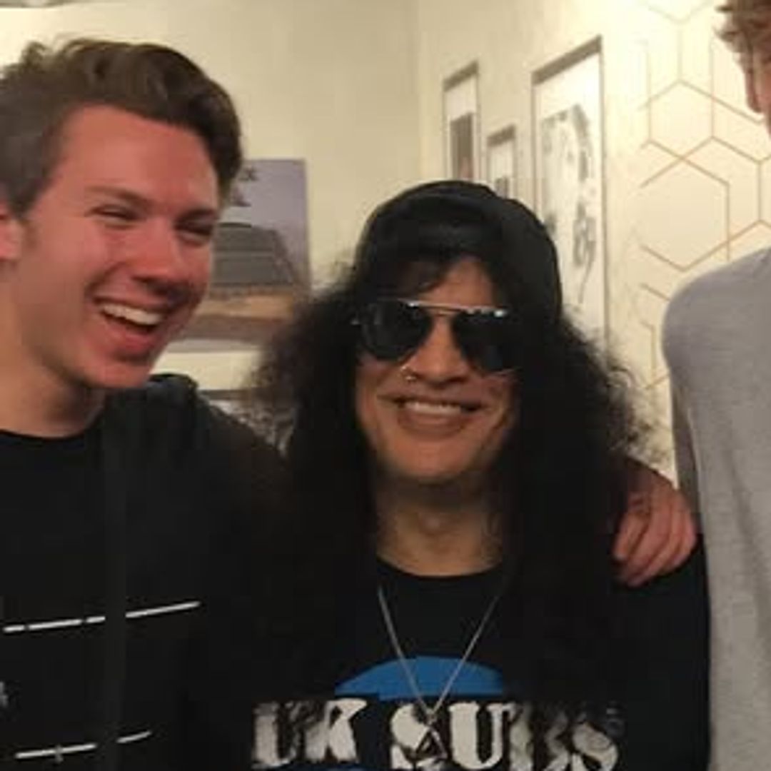 Shania Twain's son Eja Lange poses for a photo with Slash and others, shared on Instagram