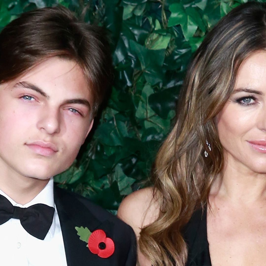 You won't believe how much Liz Hurley looks like her son in this festive photo