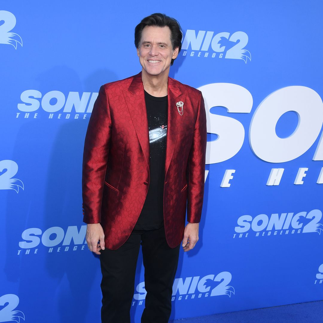 Jim Carrey arrives at the Los Angeles Premiere Screening Of "Sonic The Hedgehog 2" at Regency Village Theatre on April 05, 2022 in Los Angeles, California.