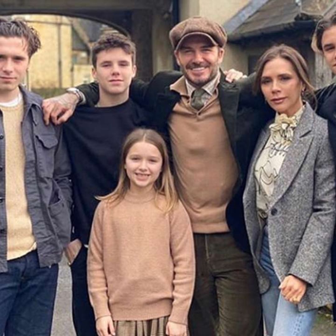David and Romeo Beckham share a rare look inside the family's Cotswolds living room