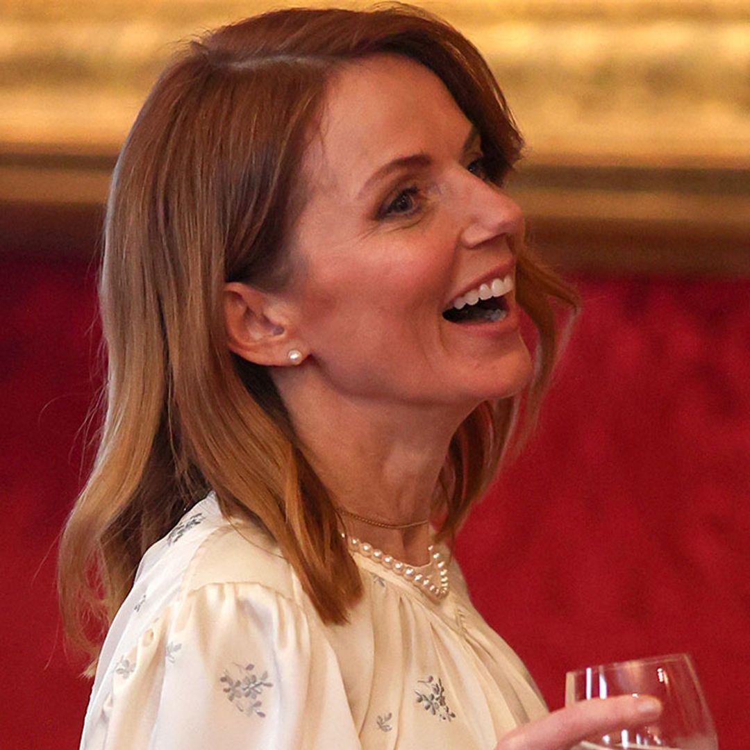 Geri Horner stuns in waist-cinching silk gown for royal outing