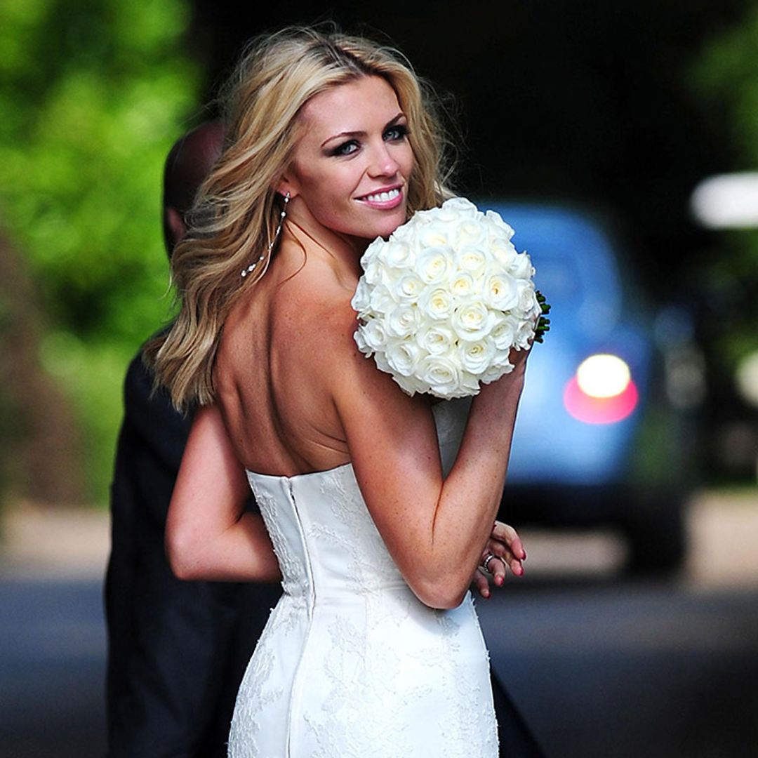 Abbey Clancy dons her wedding dress as she celebrates 9th wedding anniversary with Peter Crouch