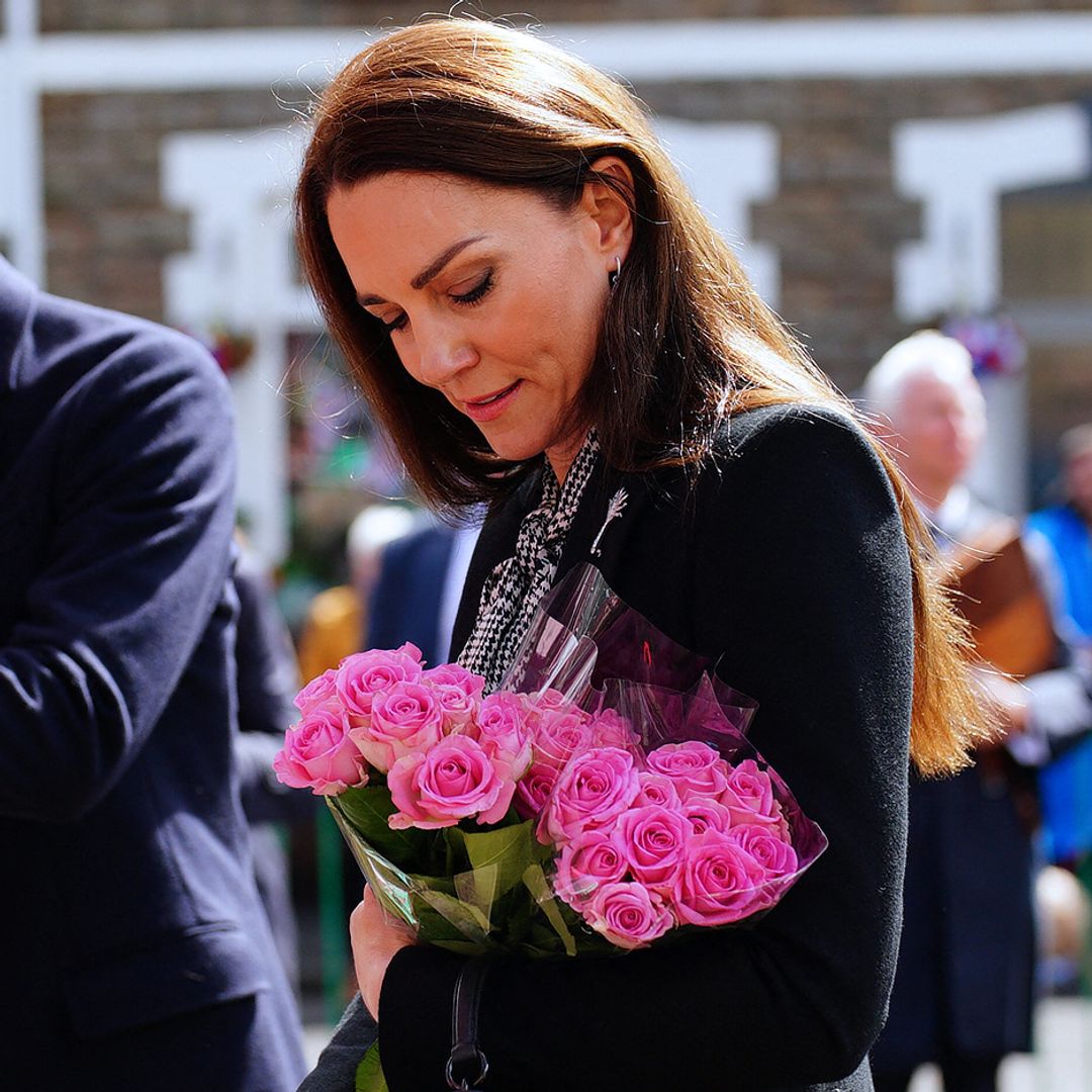 Princess Kate looks composed in belted dress with poignant jewel for solemn outing