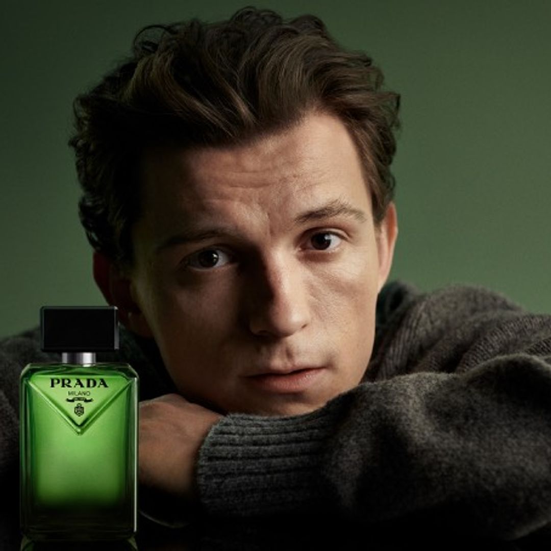 tom holland in grey jumper for prada