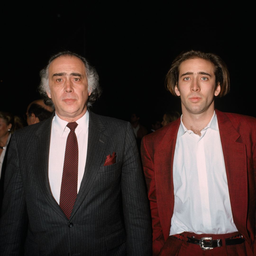 American actor Nicolas Cage and his father August Coppola attend the premiere of Moonstruck, directed and produced by Canadian Norman Jewison