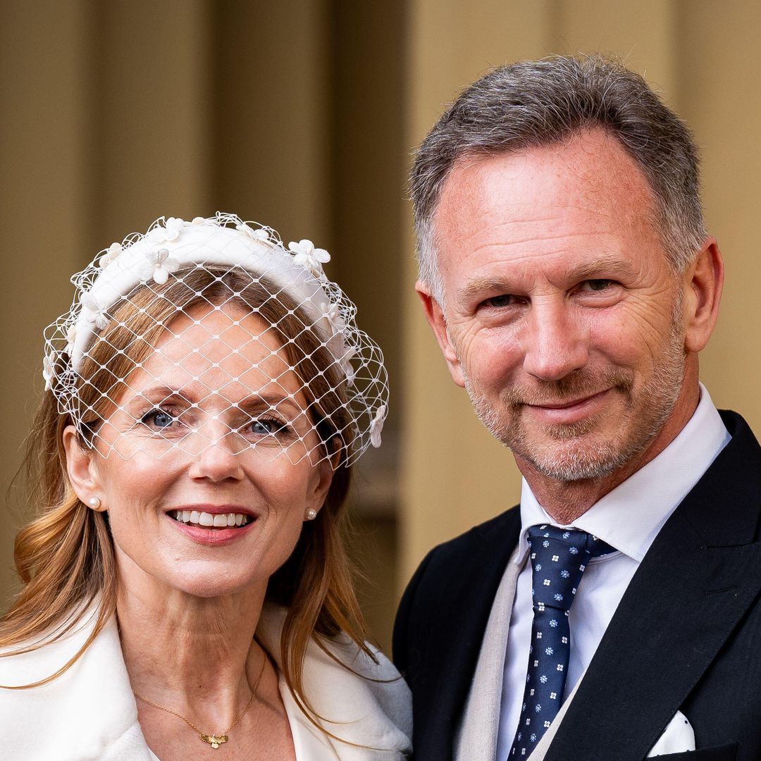 Geri Halliwell-Horner supports husband Christian in stunning bridal white look