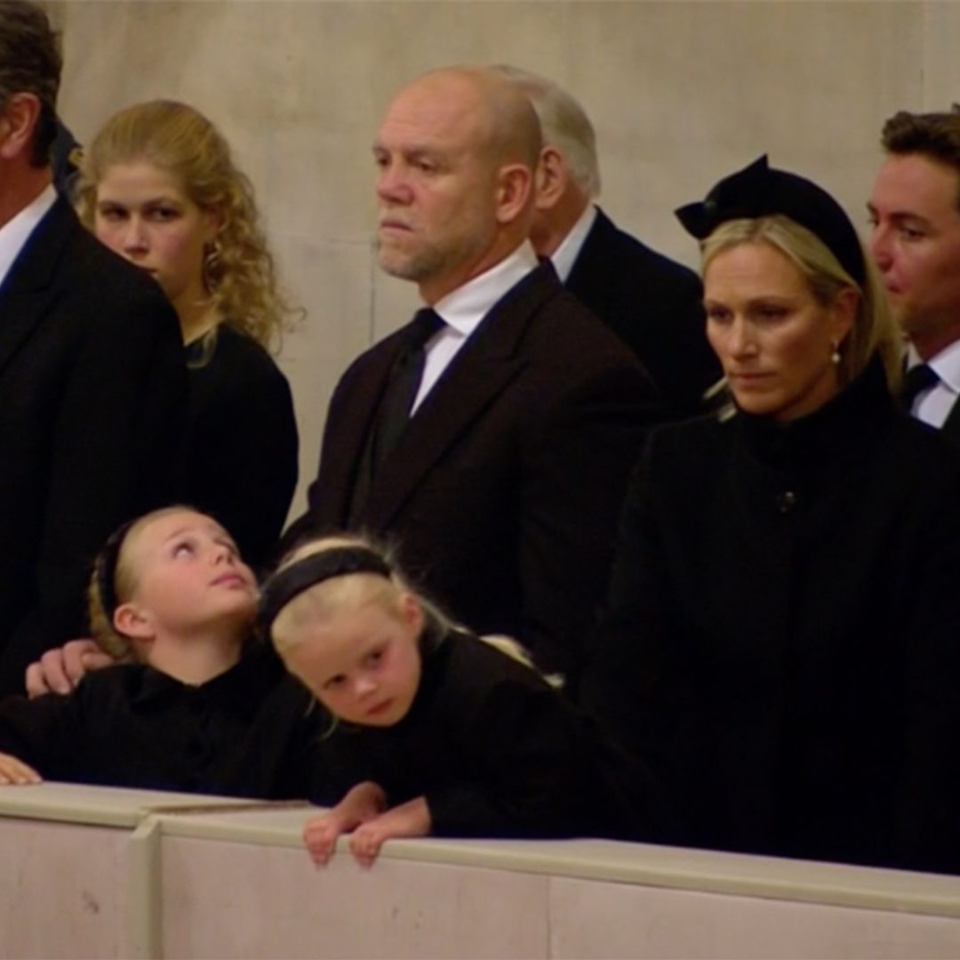 Zara and Mike Tindall bring young daughters Mia and Lena to Queen's vigil