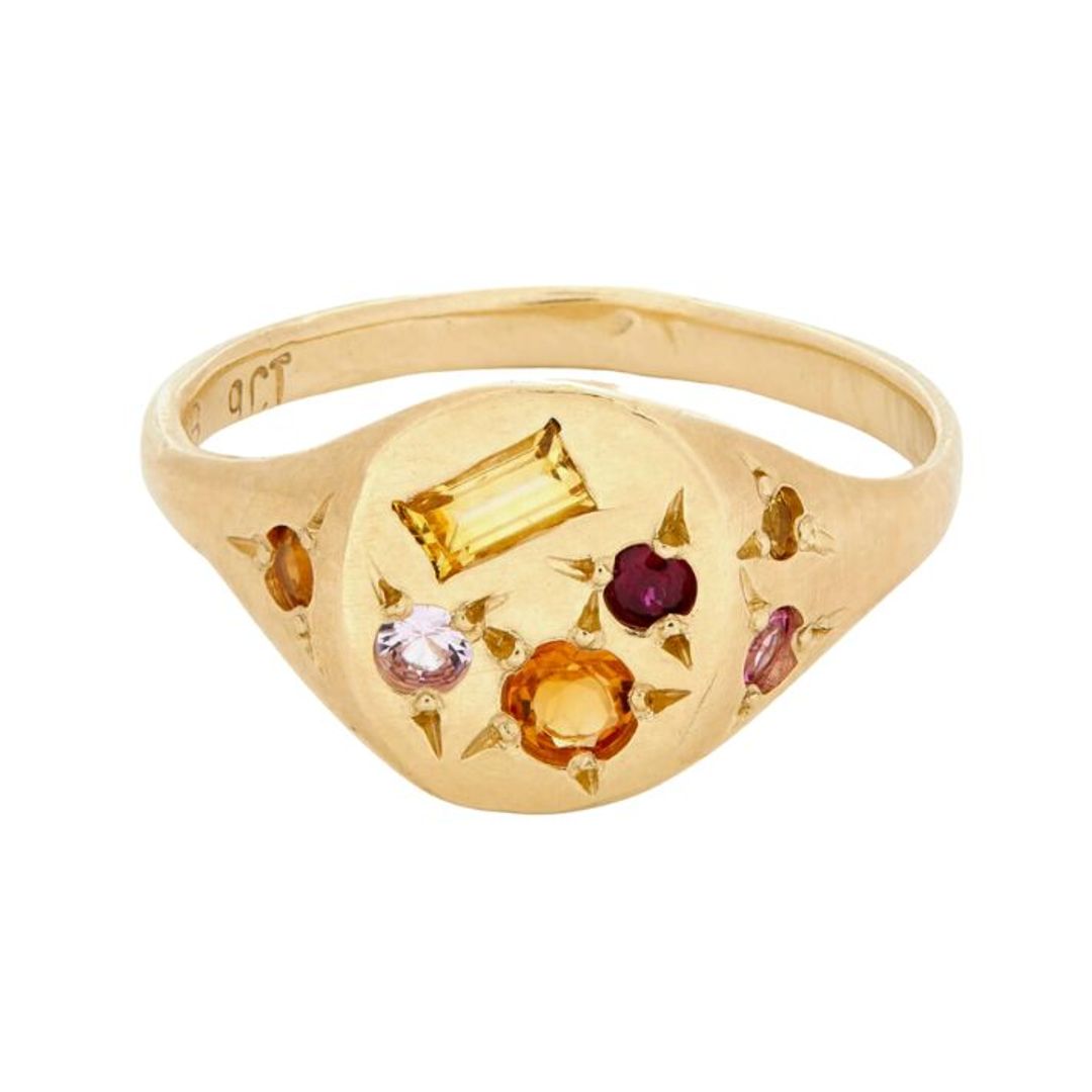 Seb Brown gemstone encrusted signet ring 