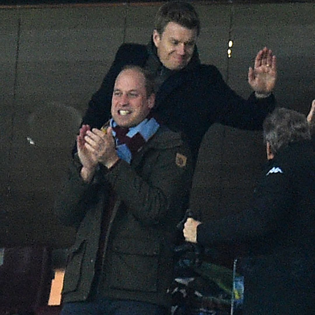 Prince William cheers on Aston Villa but Prince George had to miss out