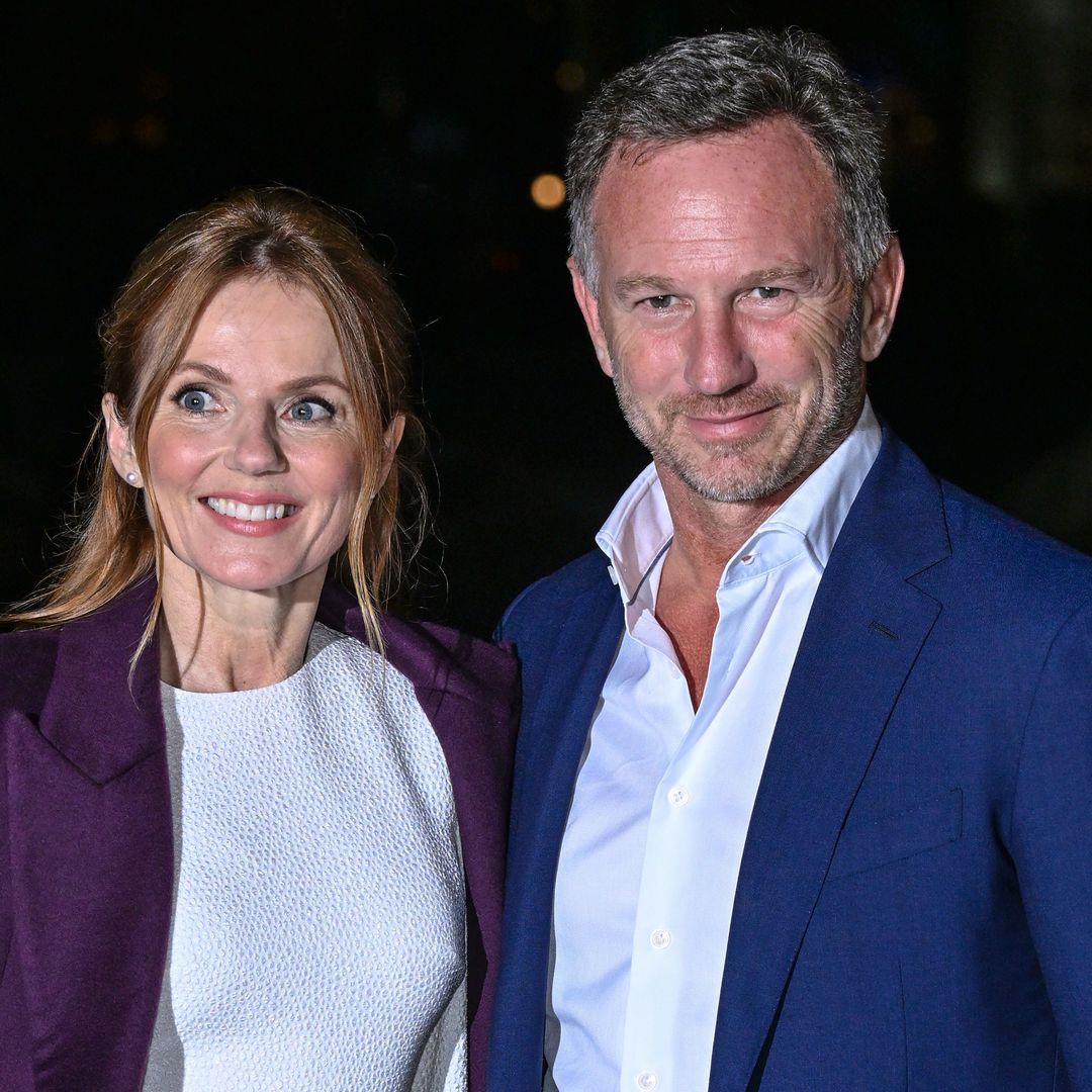 Geri Halliwell-Horner and husband Christian pose with children for special reason