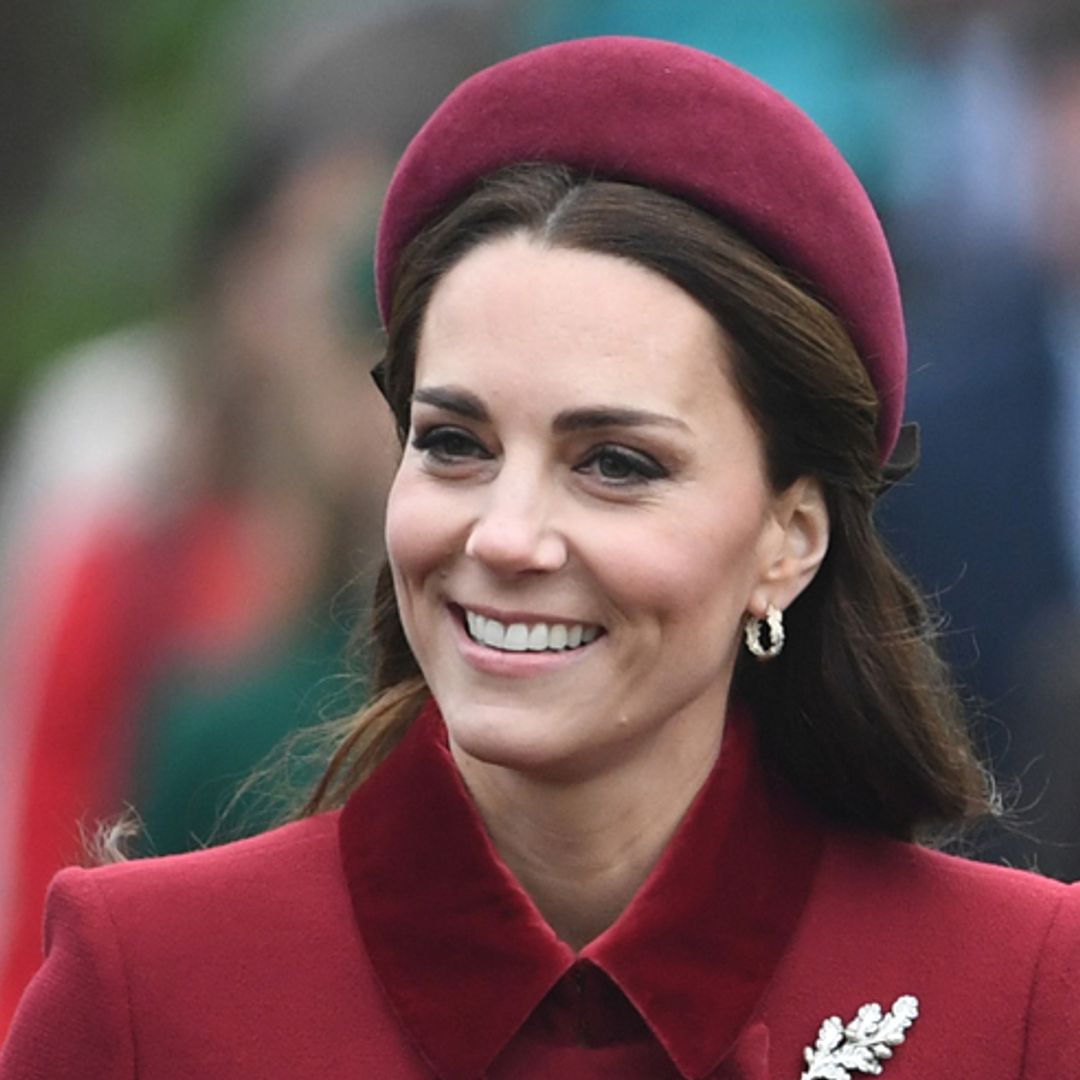 Kate Middleton dresses up for Christmas Day in red with royal family