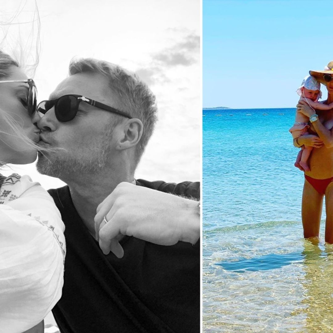 Storm Keating cuddles up to baby Coco in the most gorgeous red bikini – but husband Ronan's not impressed!
