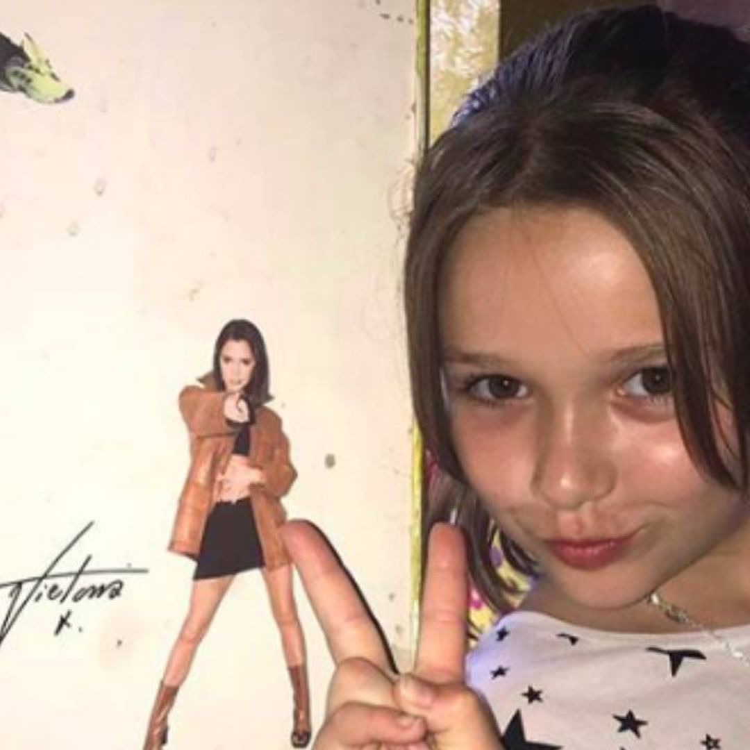 Harper Beckham nails Victoria's signature pout in sweet sibling photo