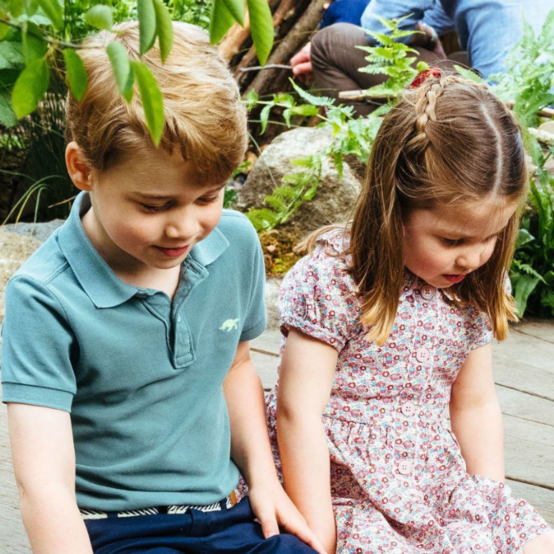 Listen to Prince George chat away in Kate Middleton's garden while Princess Charlotte pushes Prince William on swing – new video