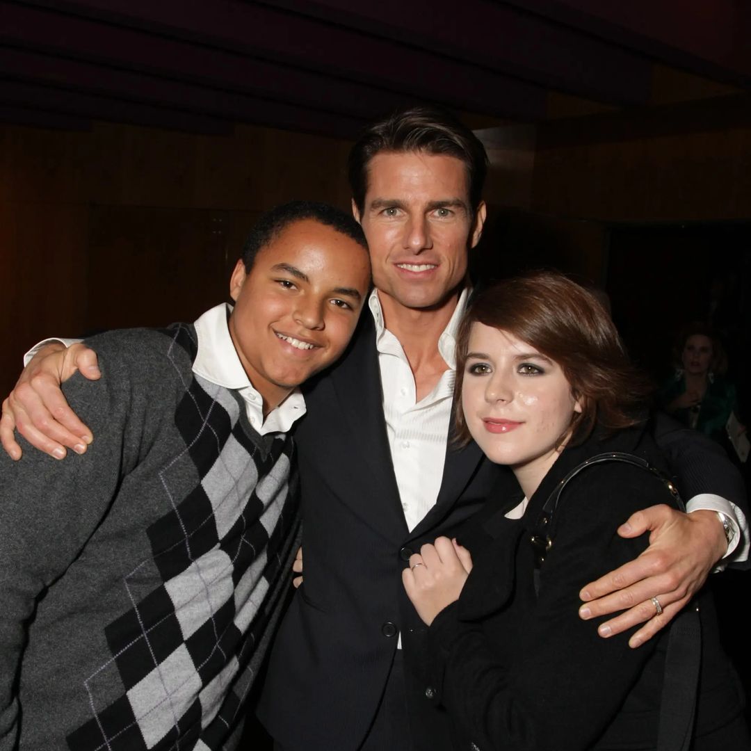 Tom Cruise poses with his and Nicole Kidman’s two kids Connor and Bella in ultra rare photo