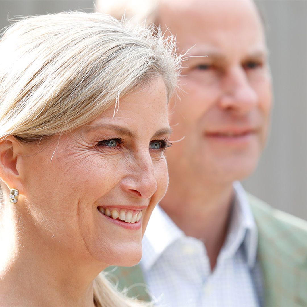 The Countess of Wessex joins Prince Edward in a bold dress and statement shoes