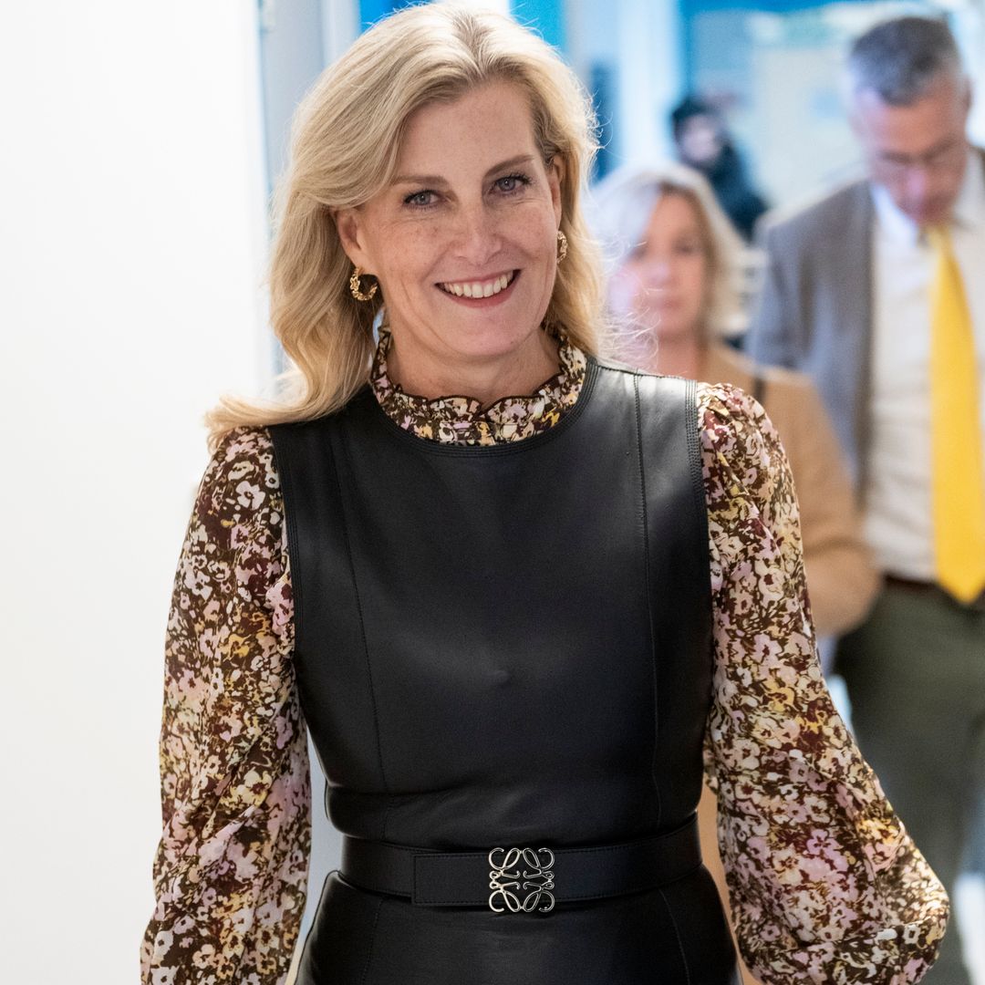 Duchess Sophie turns heads in waist-sculpting leather dress