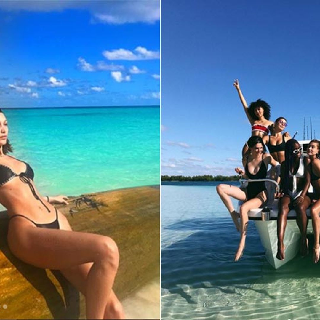 Kendall Jenner and Bella Hadid celebrate Hailey Baldwin's 21st on Caribbean getaway