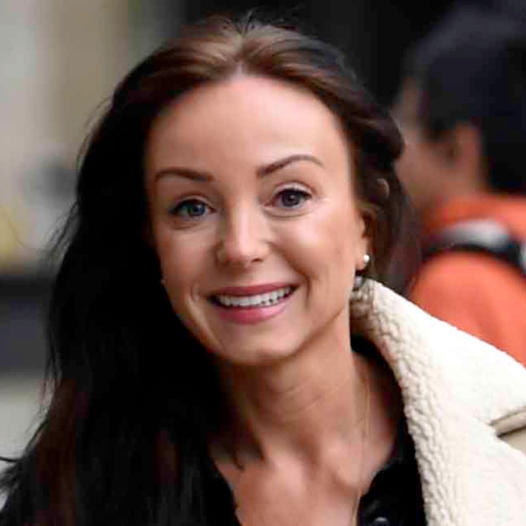 Helen George is all smiles as she leaves BBC studios following split with partner