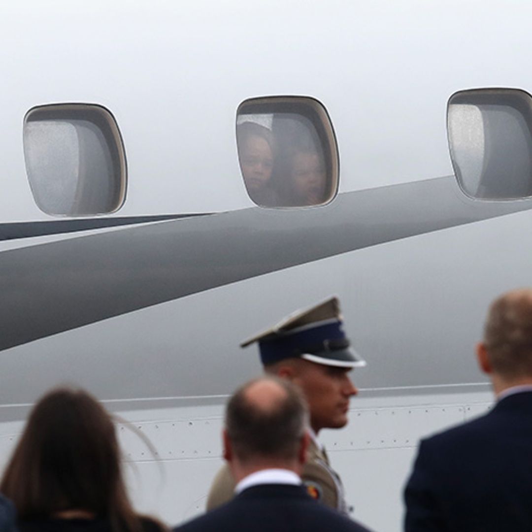 Prince William and Kate touch down in private plane with George and Charlotte for royal tour