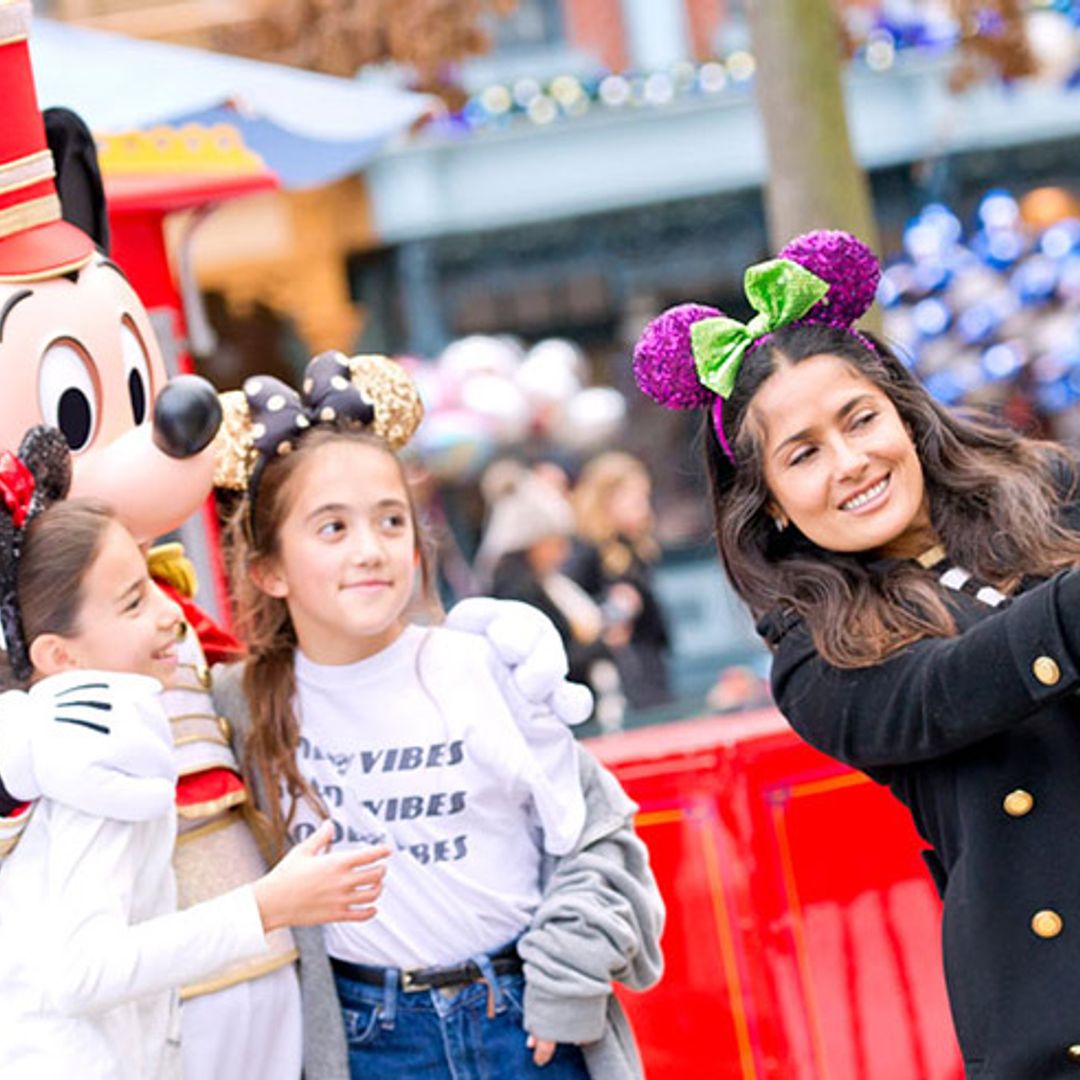 Salma Hayek and her daughter get into the holiday spirit at Disneyland Paris