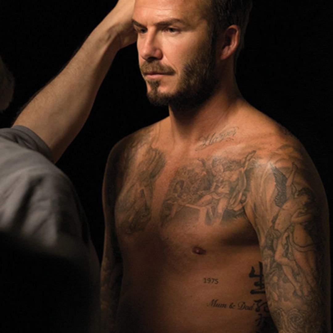 David Beckham goes shirtless in new fragrance campaign - see the hunky behind-the-scenes photos