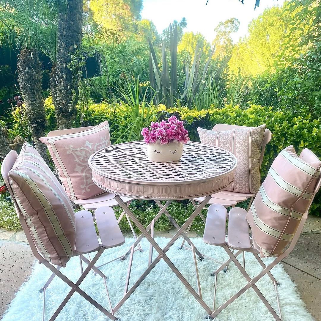 Lacey Chabert's home renovation project, an outdoor seating area, shared on Instagram