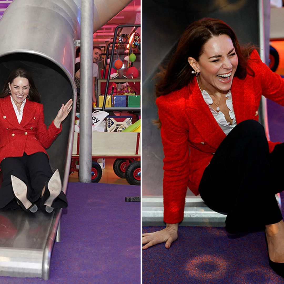 Kate Middleton giggles as she shoots out of children's slide on Denmark royal visit - best photos
