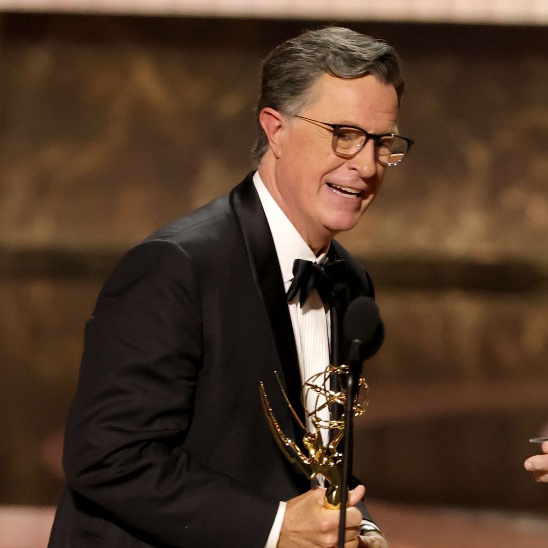 Stephen Colbert accepts the Outstanding Talk Series Award for "The Late Show with Stephen Colbert" onstage during the 77th Primetime Emmy Awards at Peacock Theater on September 14, 2025 in Los Angeles, California.