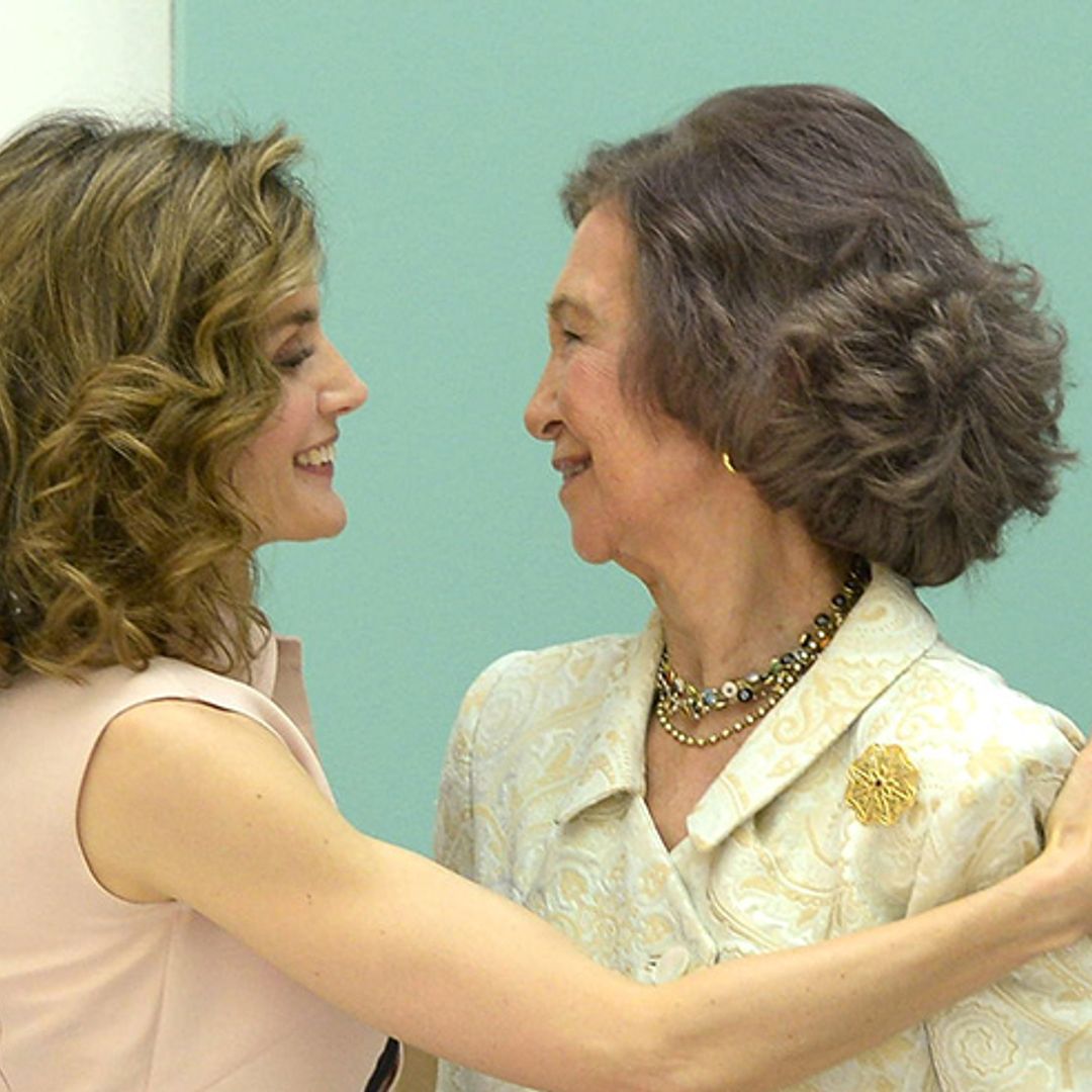 Queen Letizia's sweet embrace with mother-in-law Queen Sofia