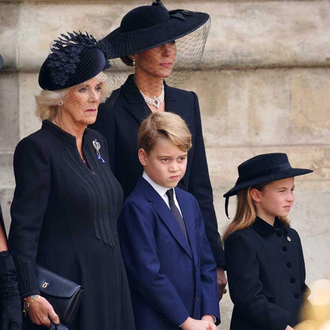WATCH: The moment Prince George and Princess Charlotte walk behind their great-grandmother's coffin