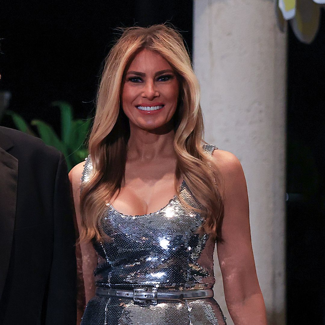 Melania Trump commands attention in plunging embellished gown