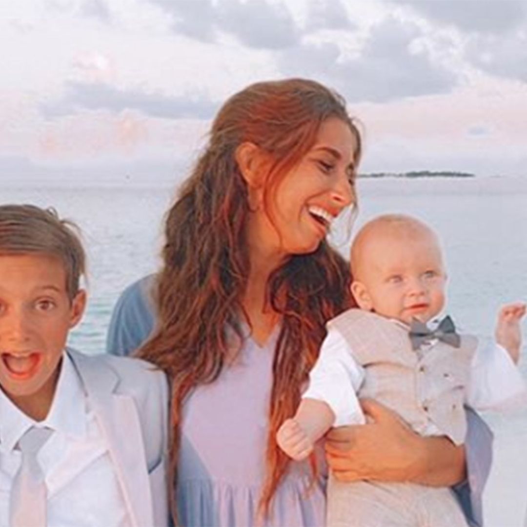 Stacey Solomon explains reason behind 'wedding' style family photo